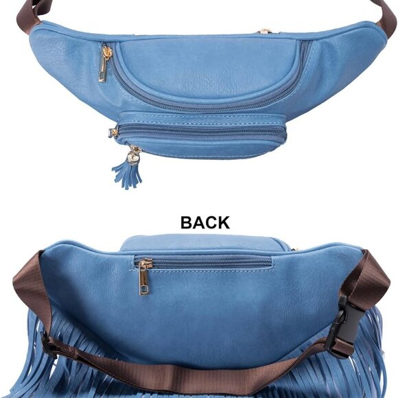 Fringe Waist bag for women with Multi Zipper Pockets - Picture 4 of 9